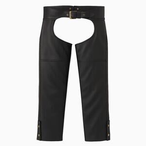 Bison Trading Co Vintage Leather Motorcycle Chaps Mens XXL Black